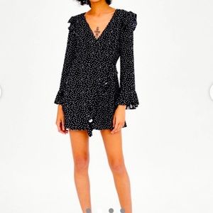 Zara TRF Small Black Polka Dot Romper EUC